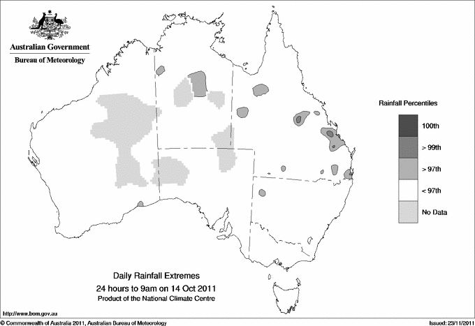 Australian daily rainfall extreme area maps