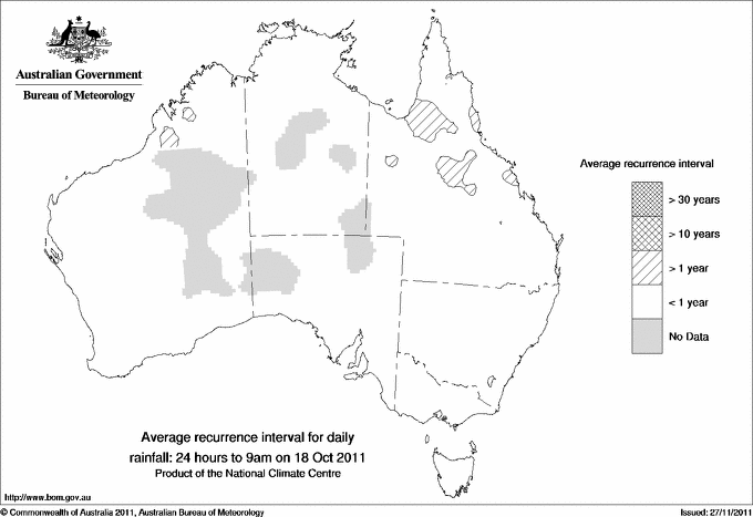Australian daily rainfall average recurrence interval maps