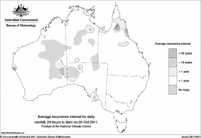 Australian daily rainfall average recurrence interval maps