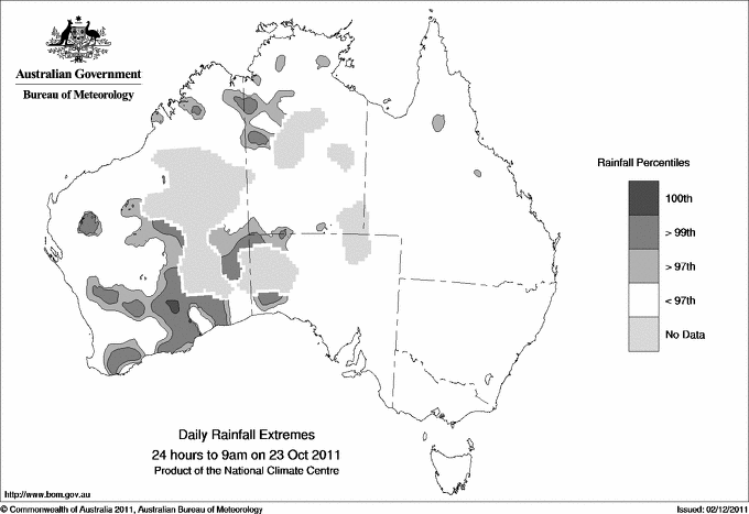Australian daily rainfall extreme area maps