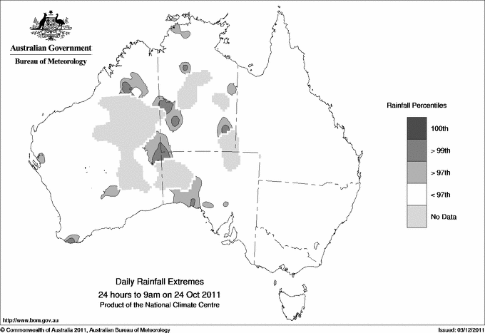 Australian daily rainfall extreme area maps