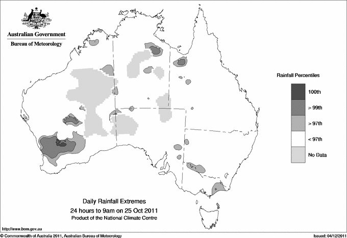 Australian daily rainfall extreme area maps