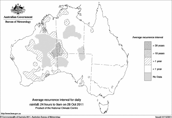 Australian daily rainfall average recurrence interval maps