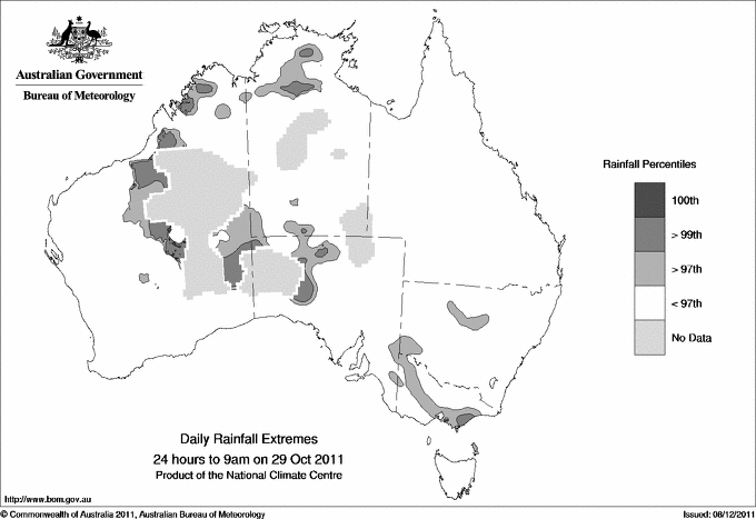 Australian daily rainfall extreme area maps