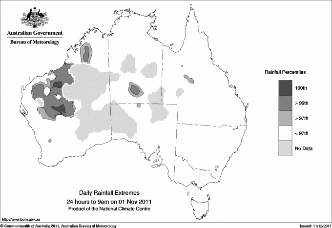 Australian daily rainfall extreme area maps