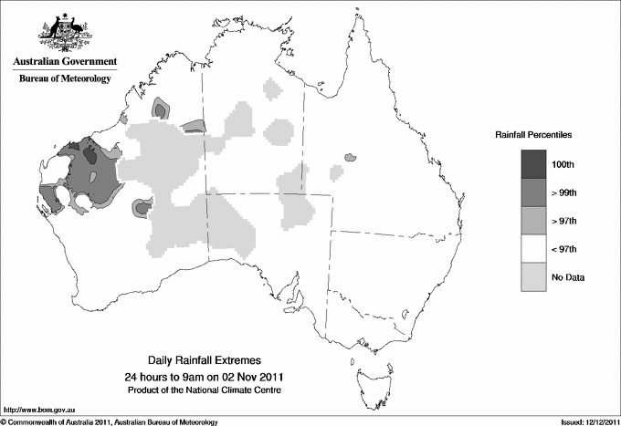 Australian daily rainfall extreme area maps