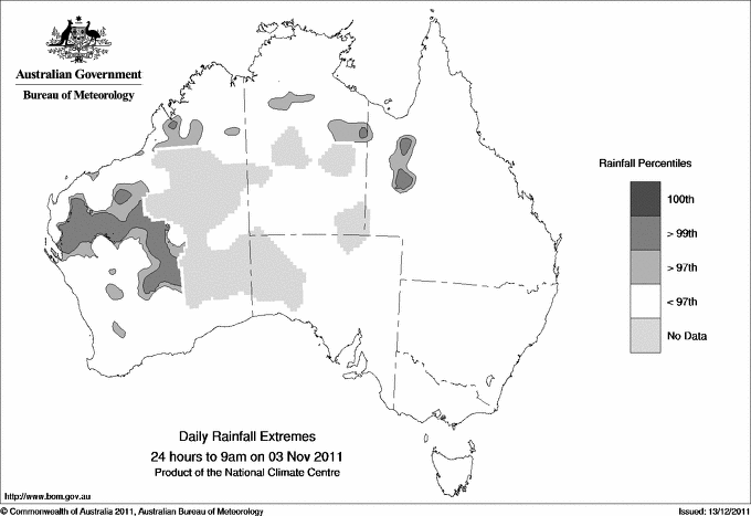 Australian daily rainfall extreme area maps