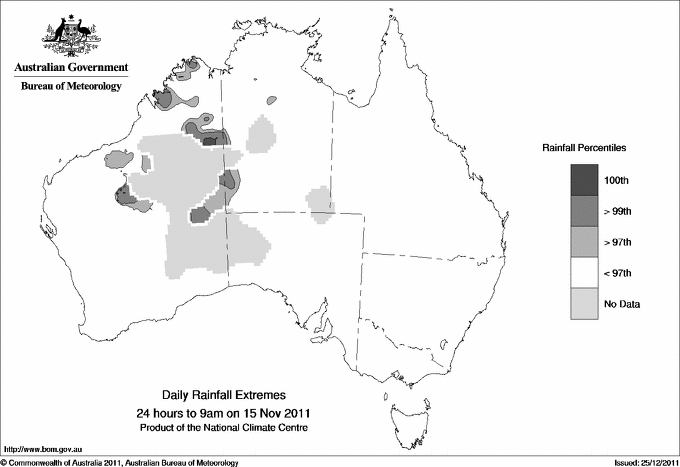 Australian daily rainfall extreme area maps