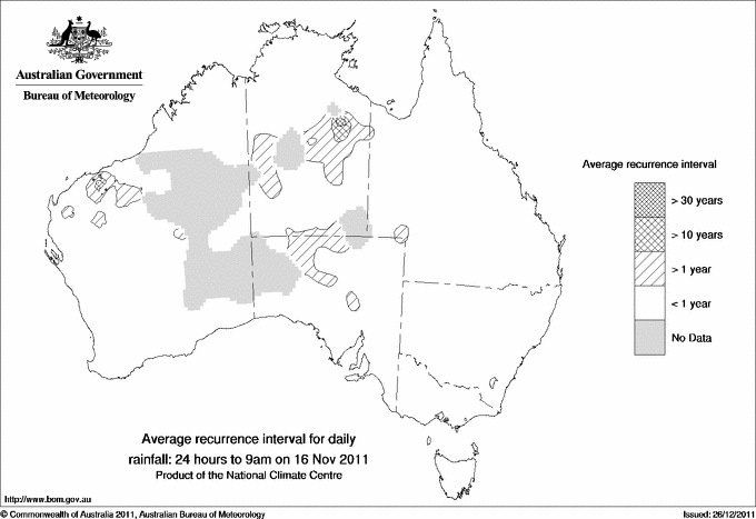 Australian daily rainfall average recurrence interval maps