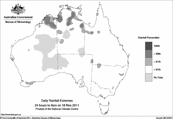 Australian daily rainfall extreme area maps
