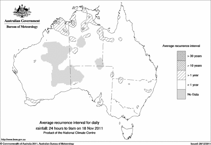 Australian daily rainfall average recurrence interval maps