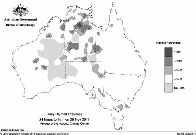 Australian daily rainfall extreme area maps