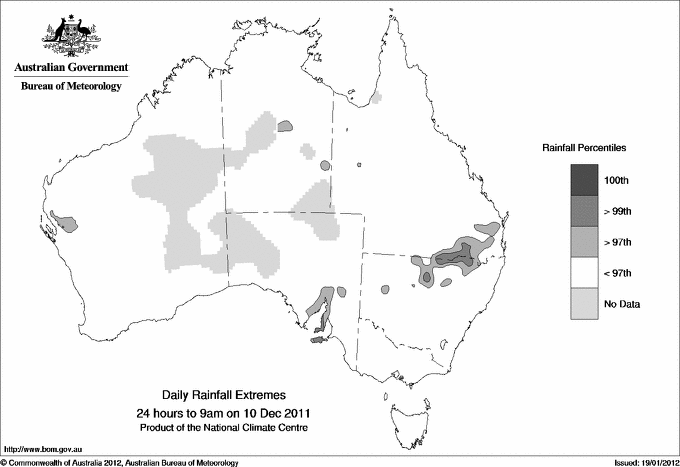 Australian daily rainfall extreme area maps