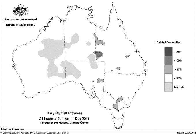 Australian daily rainfall extreme area maps