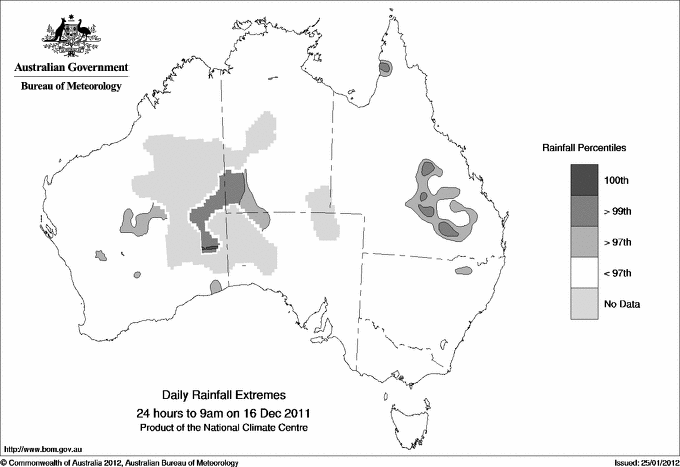 Australian daily rainfall extreme area maps