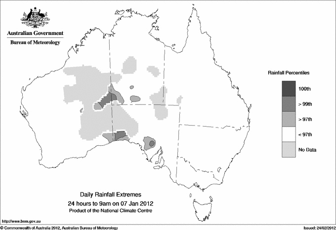 Australian daily rainfall extreme area maps
