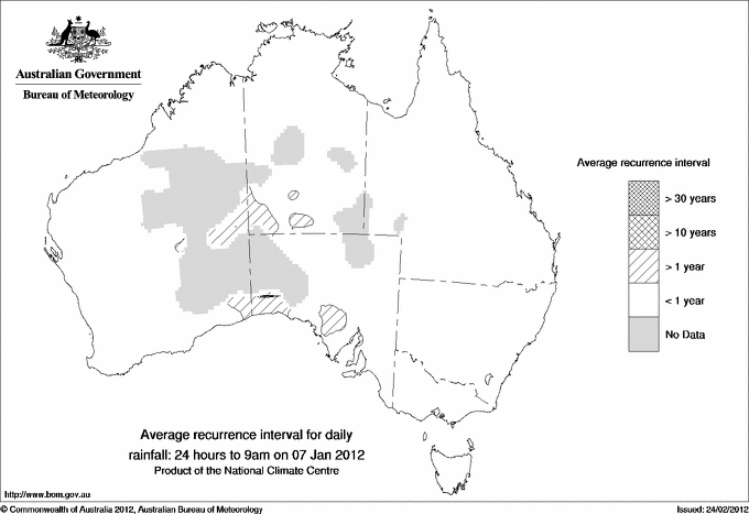 Australian daily rainfall average recurrence interval maps