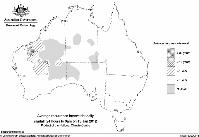 Australian daily rainfall average recurrence interval maps