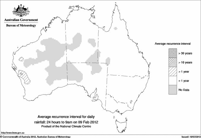 Australian daily rainfall average recurrence interval maps