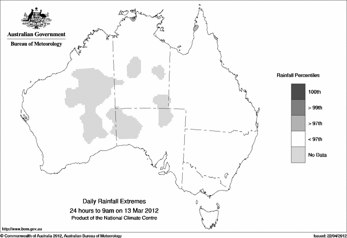 Australian daily rainfall extreme area maps