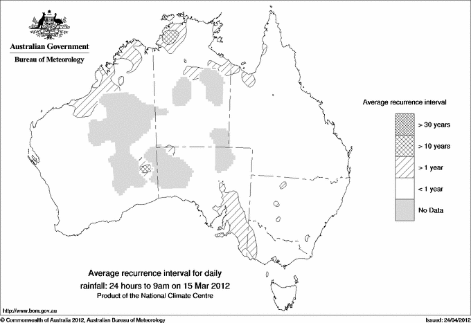 Australian daily rainfall average recurrence interval maps