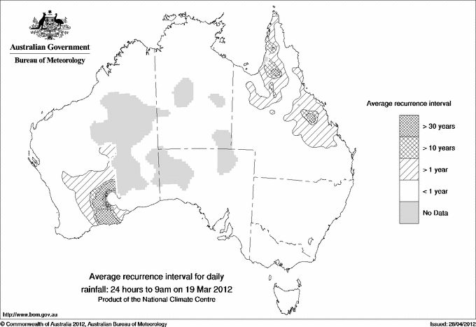 Australian daily rainfall average recurrence interval maps