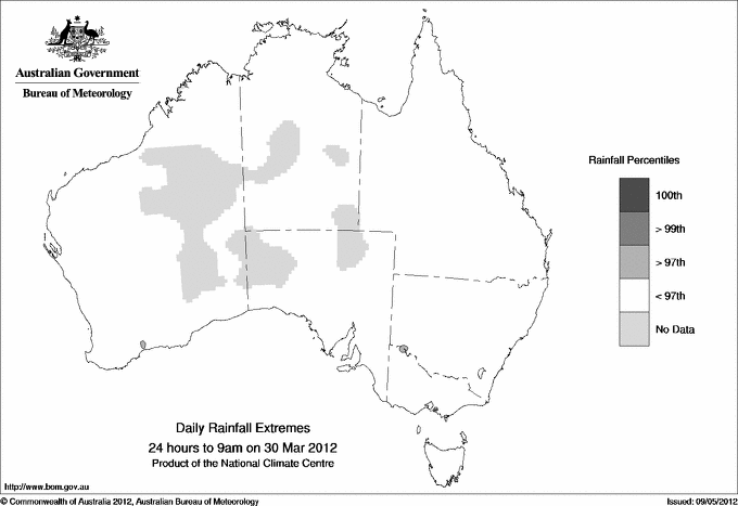 Australian daily rainfall extreme area maps