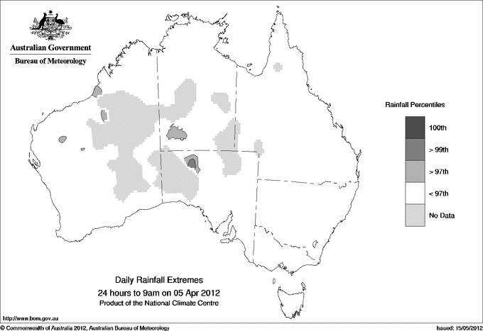 Australian daily rainfall extreme area maps