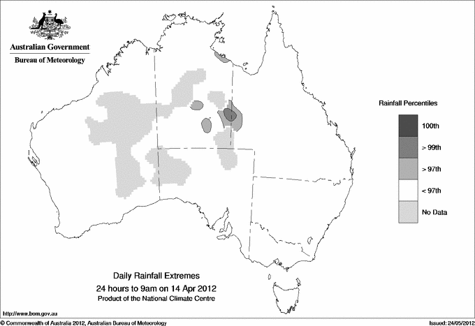 Australian daily rainfall extreme area maps