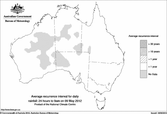 Australian daily rainfall average recurrence interval maps