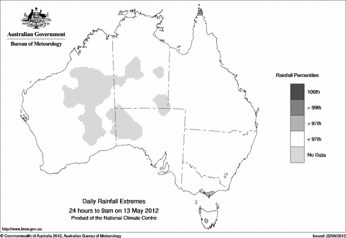 Australian daily rainfall extreme area maps