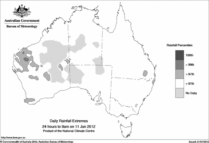Australian daily rainfall extreme area maps