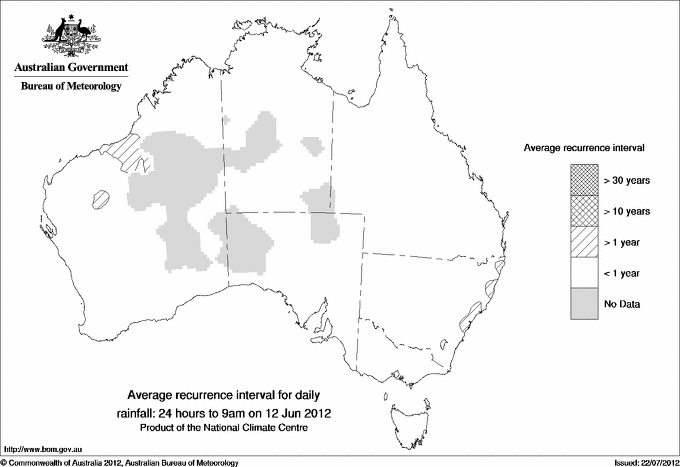 Australian daily rainfall average recurrence interval maps