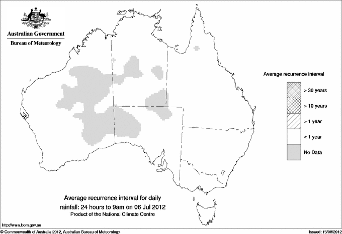 Australian daily rainfall average recurrence interval maps