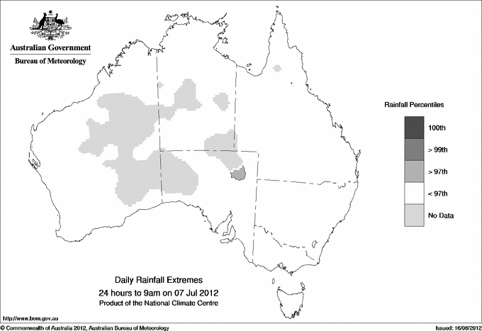Australian daily rainfall extreme area maps