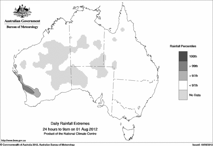 Australian daily rainfall extreme area maps