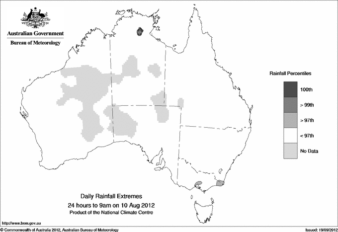 Australian daily rainfall extreme area maps