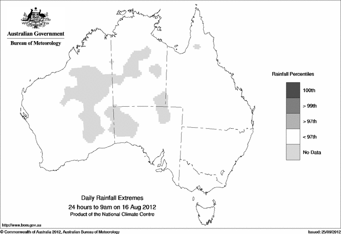 Australian daily rainfall extreme area maps