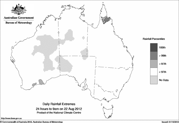 Australian daily rainfall extreme area maps