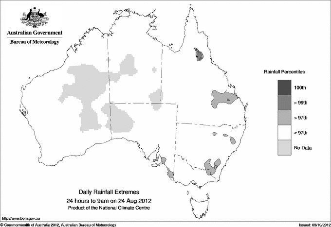 Australian daily rainfall extreme area maps
