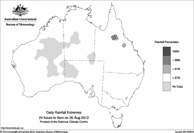 Australian daily rainfall extreme area maps