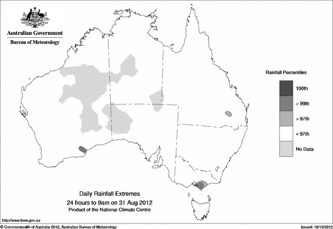 Australian daily rainfall extreme area maps