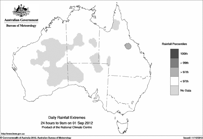 Australian daily rainfall extreme area maps