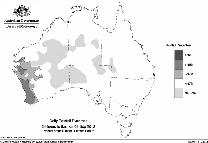 Australian daily rainfall extreme area maps