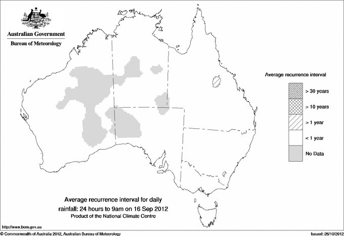 Australian daily rainfall average recurrence interval maps