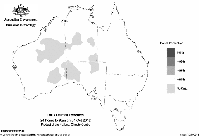 Australian daily rainfall extreme area maps