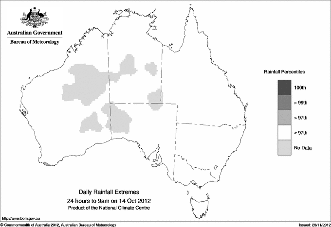 Australian daily rainfall extreme area maps