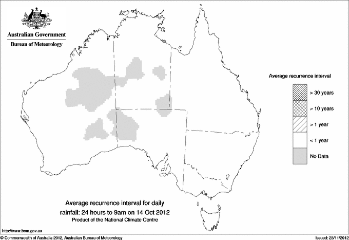 Australian daily rainfall average recurrence interval maps