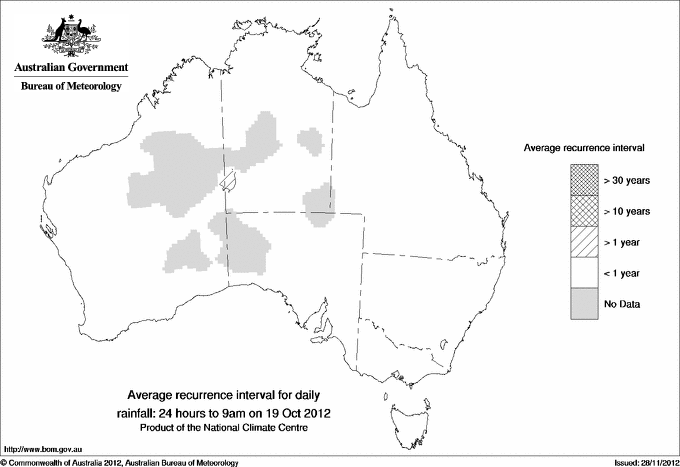 Australian daily rainfall average recurrence interval maps