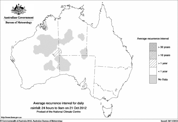 Australian daily rainfall average recurrence interval maps